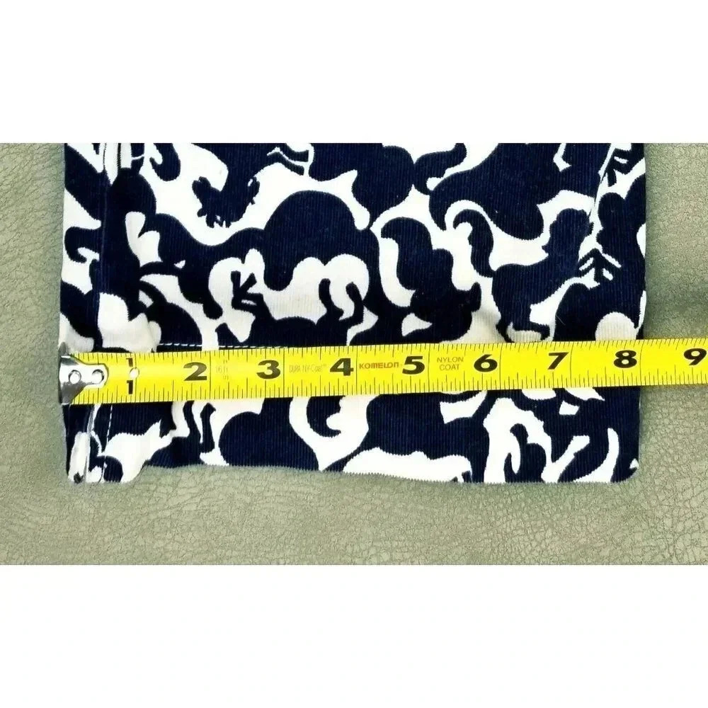 Lilyl Pulitzer Palm Beach Fit Size 2 Womens Navy White Horse Corduroy Crop Pants - Picture 13 of 13